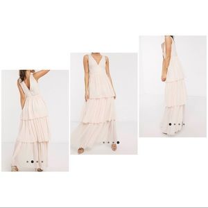 ASOS Little Mistress Tiered Maxi Dress in Blush